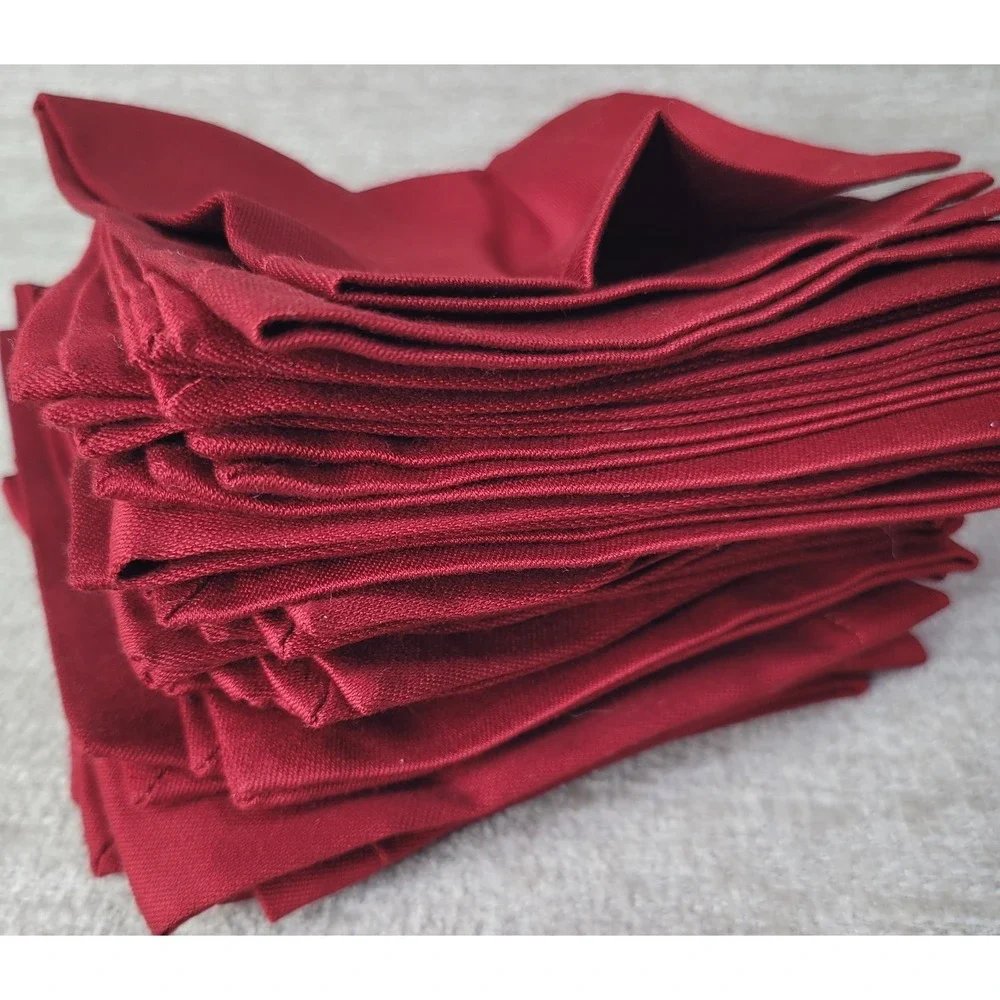 18 Pottery Barn Burgundy 10x10 100% Cotton Square Cocktail Napkins Old Stock